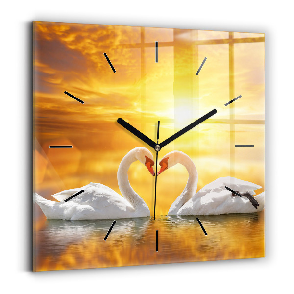 Orologio quadrato Cigni innamorati