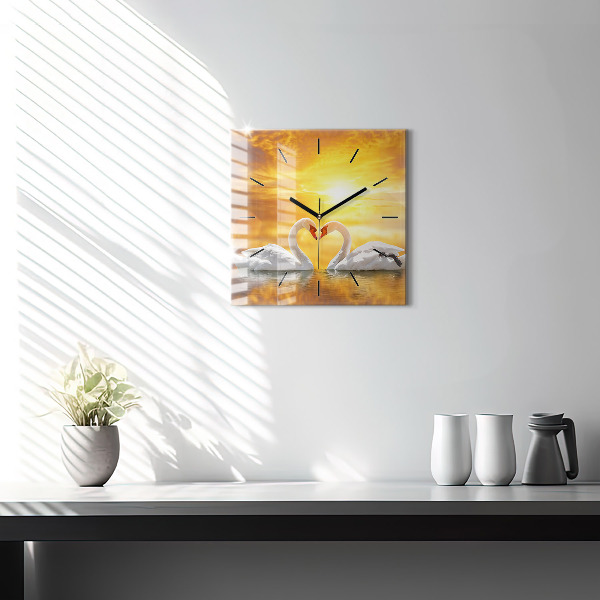 Orologio quadrato Cigni innamorati