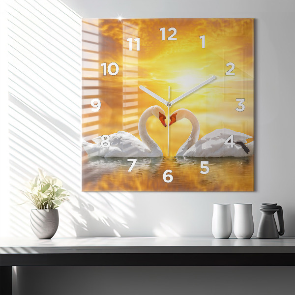 Orologio quadrato Cigni innamorati