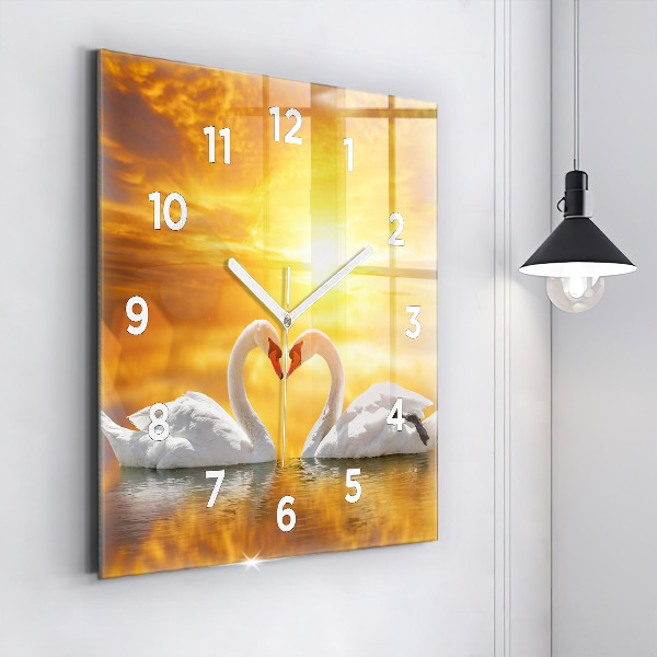 Orologio quadrato Cigni innamorati