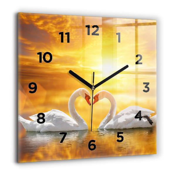 Orologio quadrato Cigni innamorati