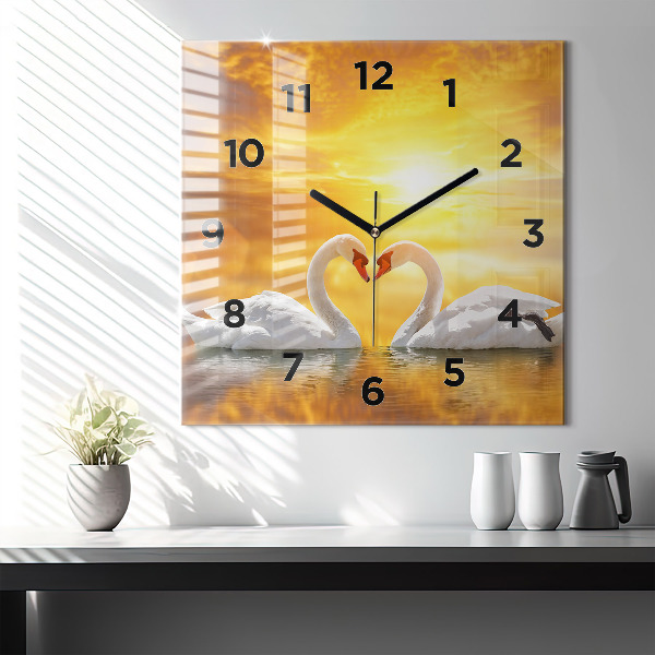 Orologio quadrato Cigni innamorati