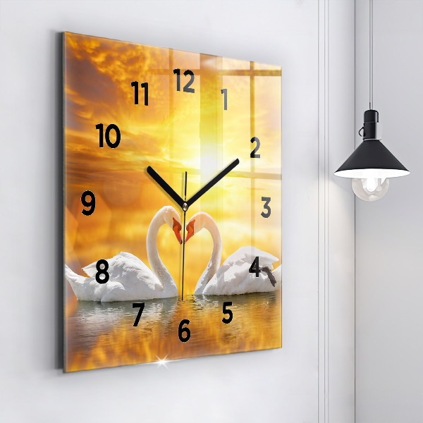 Orologio quadrato Cigni innamorati