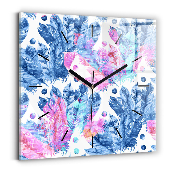 Orologio quadrato Piume colorate