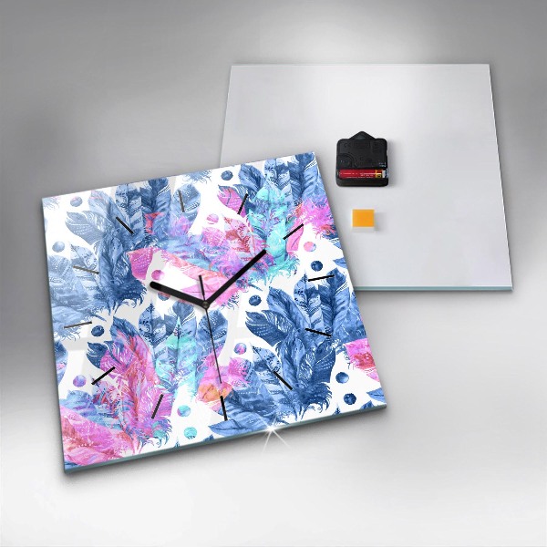 Orologio quadrato Piume colorate