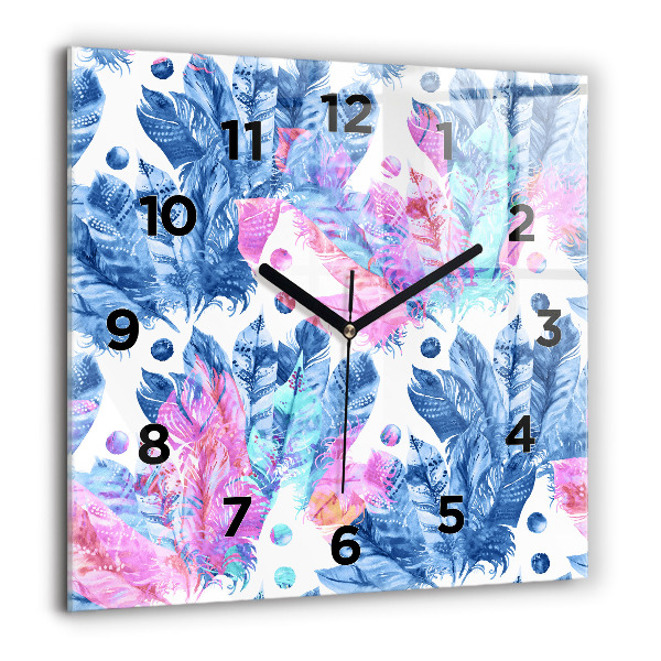 Orologio quadrato Piume colorate
