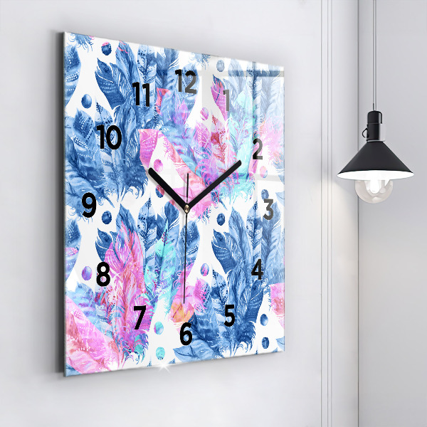 Orologio quadrato Piume colorate