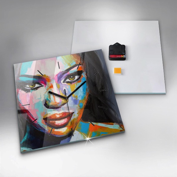 Orologio quadrato Volto di donna colorato