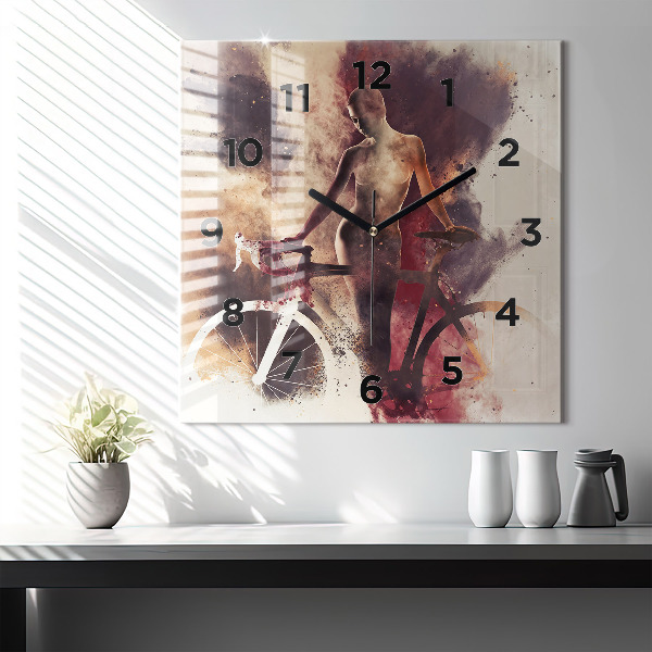 Orologio quadrato Donna e bicicletta