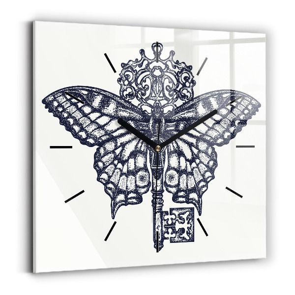 Orologio quadrato Farfalla e chiave - stile boho