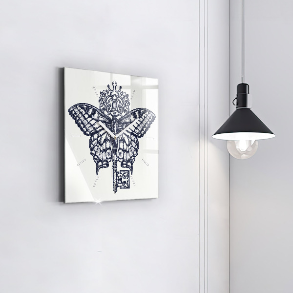 Orologio quadrato Farfalla e chiave - stile boho