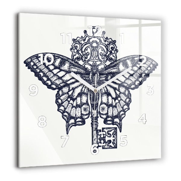 Orologio quadrato Farfalla e chiave - stile boho