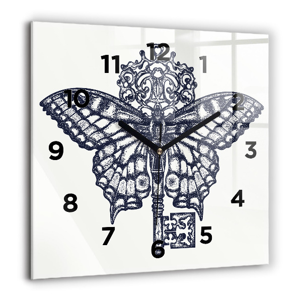 Orologio quadrato Farfalla e chiave - stile boho