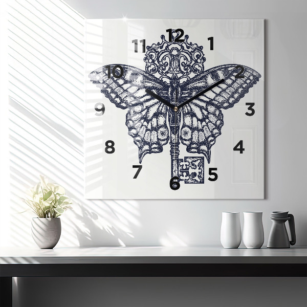 Orologio quadrato Farfalla e chiave - stile boho
