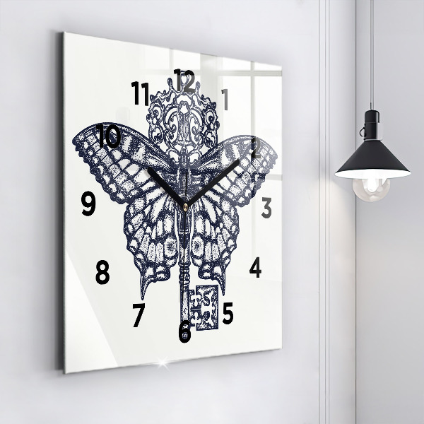 Orologio quadrato Farfalla e chiave - stile boho
