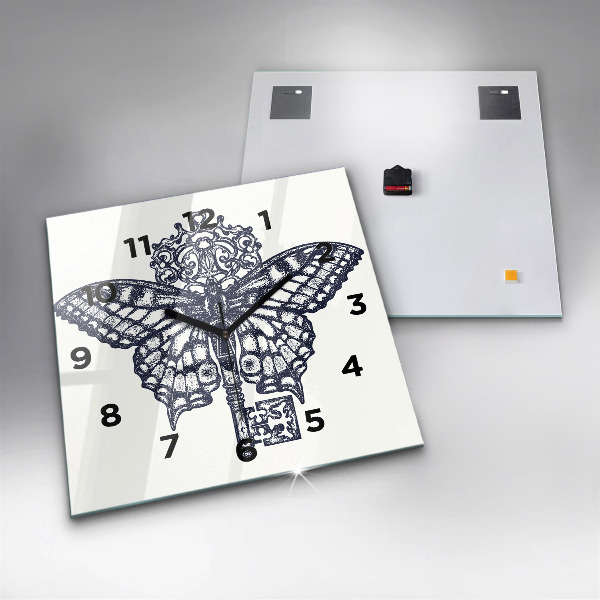 Orologio quadrato Farfalla e chiave - stile boho