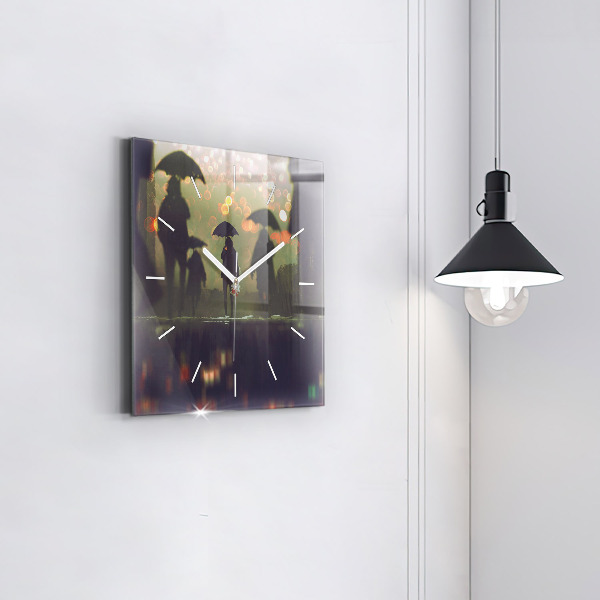 Orologio quadrato Persone con ombrelli