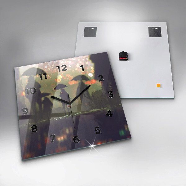 Orologio quadrato Persone con ombrelli