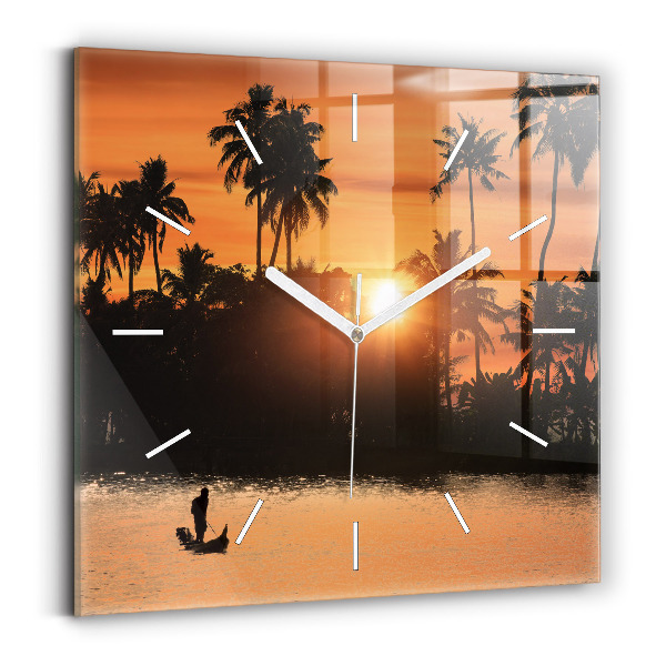 Orologio quadrato Tramonto e palme