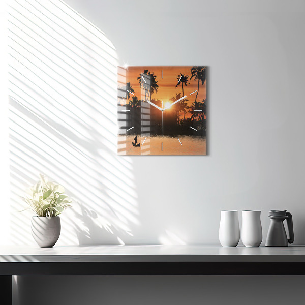Orologio quadrato Tramonto e palme