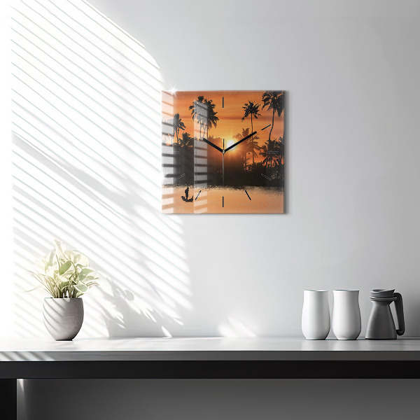 Orologio quadrato Tramonto e palme