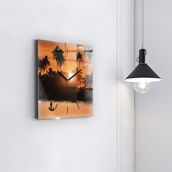 Orologio quadrato Tramonto e palme
