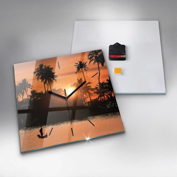 Orologio quadrato Tramonto e palme
