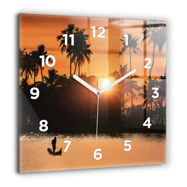 Orologio quadrato Tramonto e palme