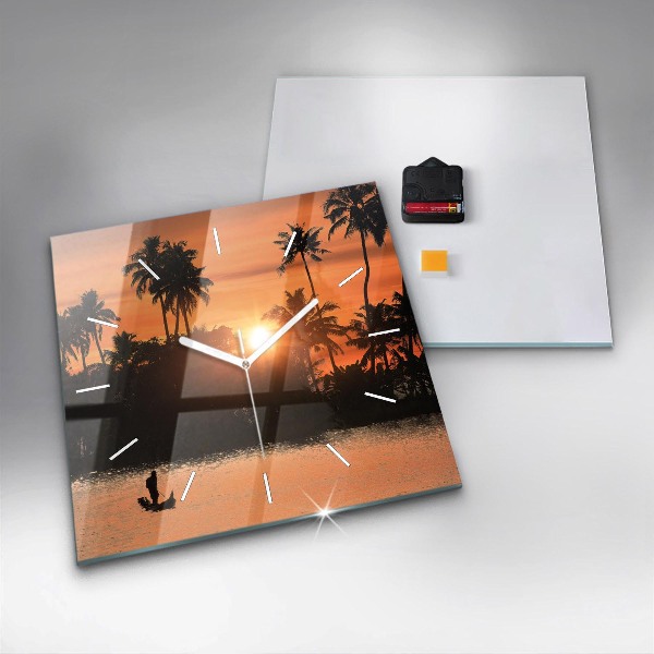 Orologio quadrato Tramonto e palme