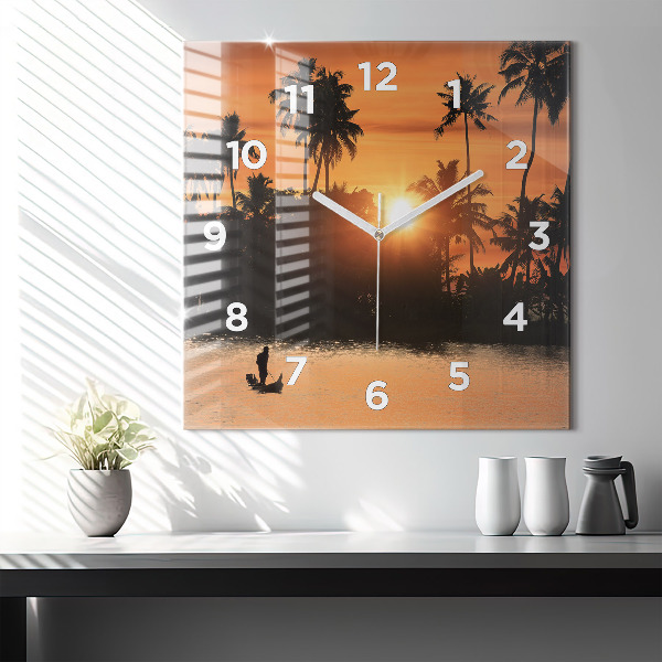Orologio quadrato Tramonto e palme