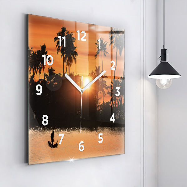 Orologio quadrato Tramonto e palme