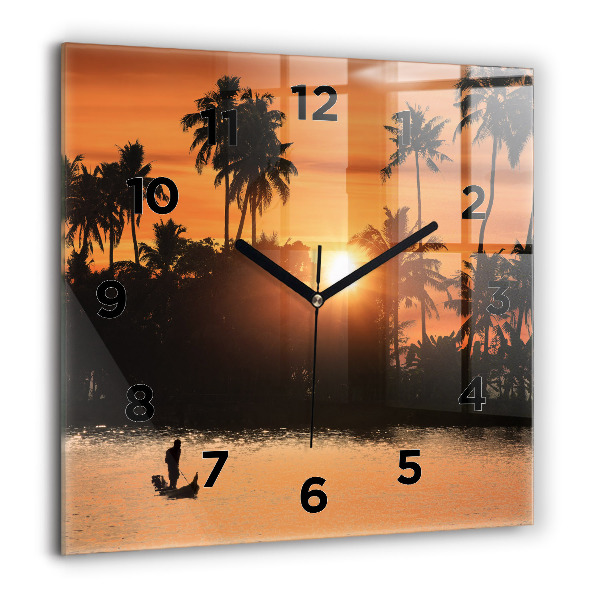 Orologio quadrato Tramonto e palme