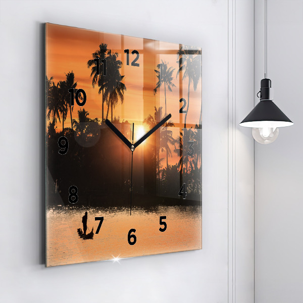 Orologio quadrato Tramonto e palme