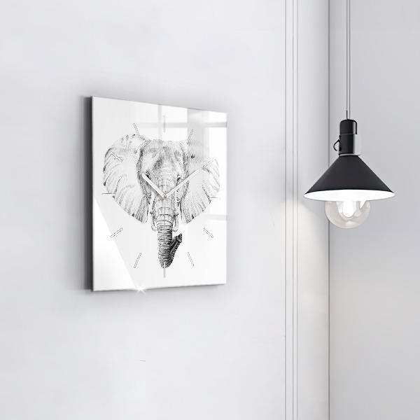 Orologio quadrato Testa di elefante grafica