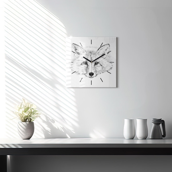 Orologio quadrato Testa di volpe grafica