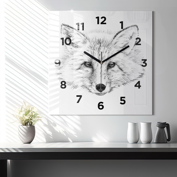 Orologio quadrato Testa di volpe grafica