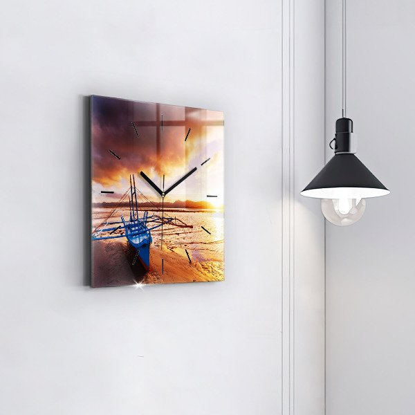 Orologio quadrato Barca e tramonto
