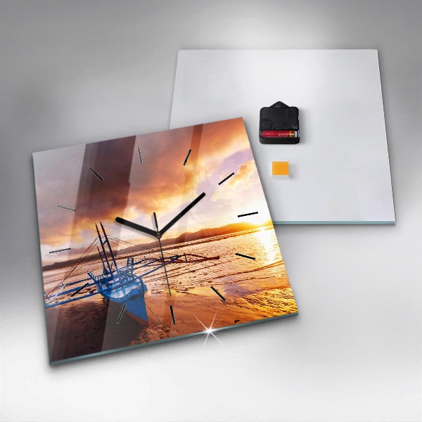 Orologio quadrato Barca e tramonto