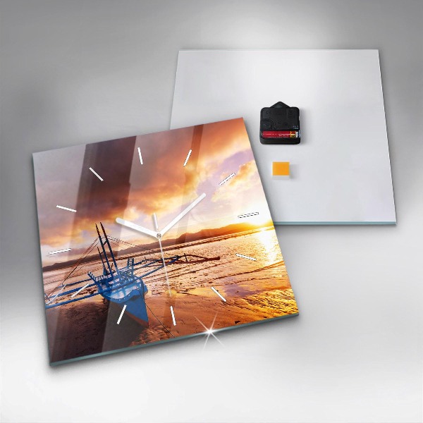 Orologio quadrato Barca e tramonto