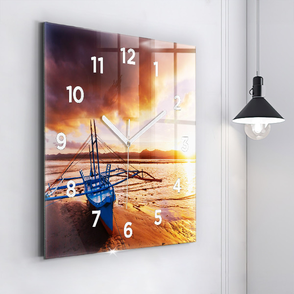 Orologio quadrato Barca e tramonto