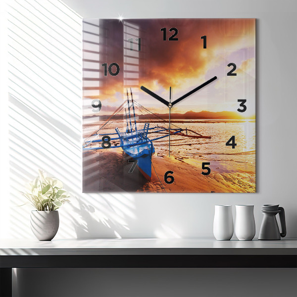 Orologio quadrato Barca e tramonto