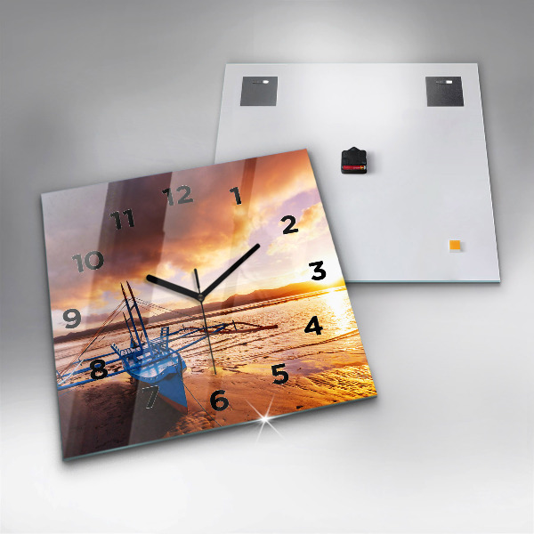 Orologio quadrato Barca e tramonto