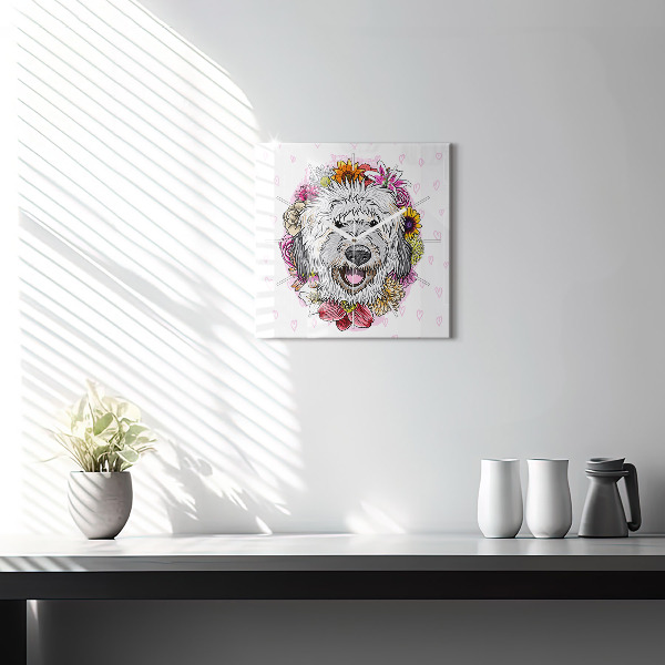 Orologio quadrato Cane felice tra i fiori
