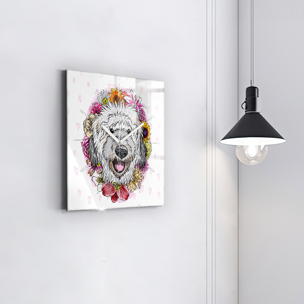 Orologio quadrato Cane felice tra i fiori