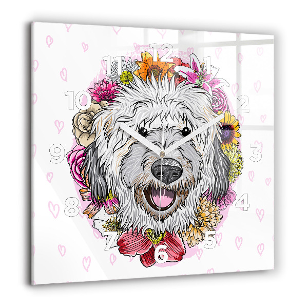 Orologio quadrato Cane felice tra i fiori