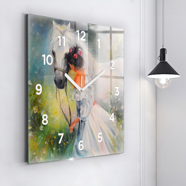 Orologio quadrato Bella donna con un cavallo