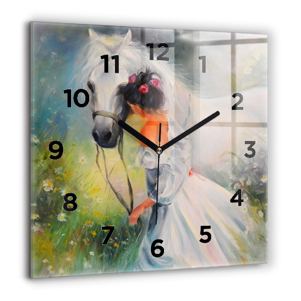 Orologio quadrato Bella donna con un cavallo