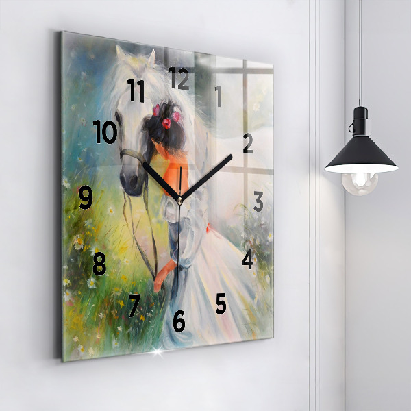 Orologio quadrato Bella donna con un cavallo