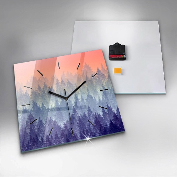 Orologio quadrato Foresta nella nebbia