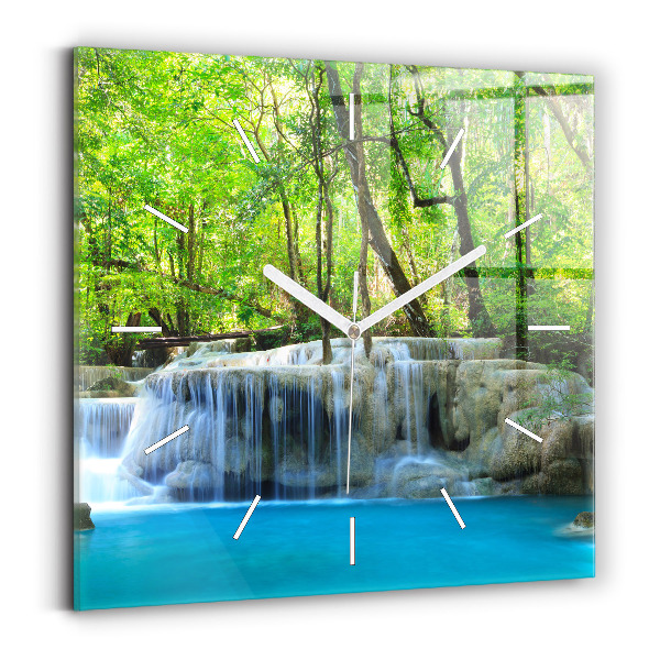 Orologio quadrato Cascata nella foresta